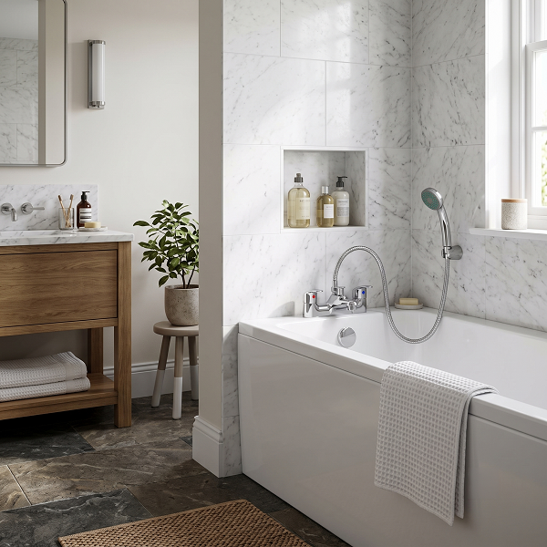 Luton Bath Shower Mixer Tap - Chrome