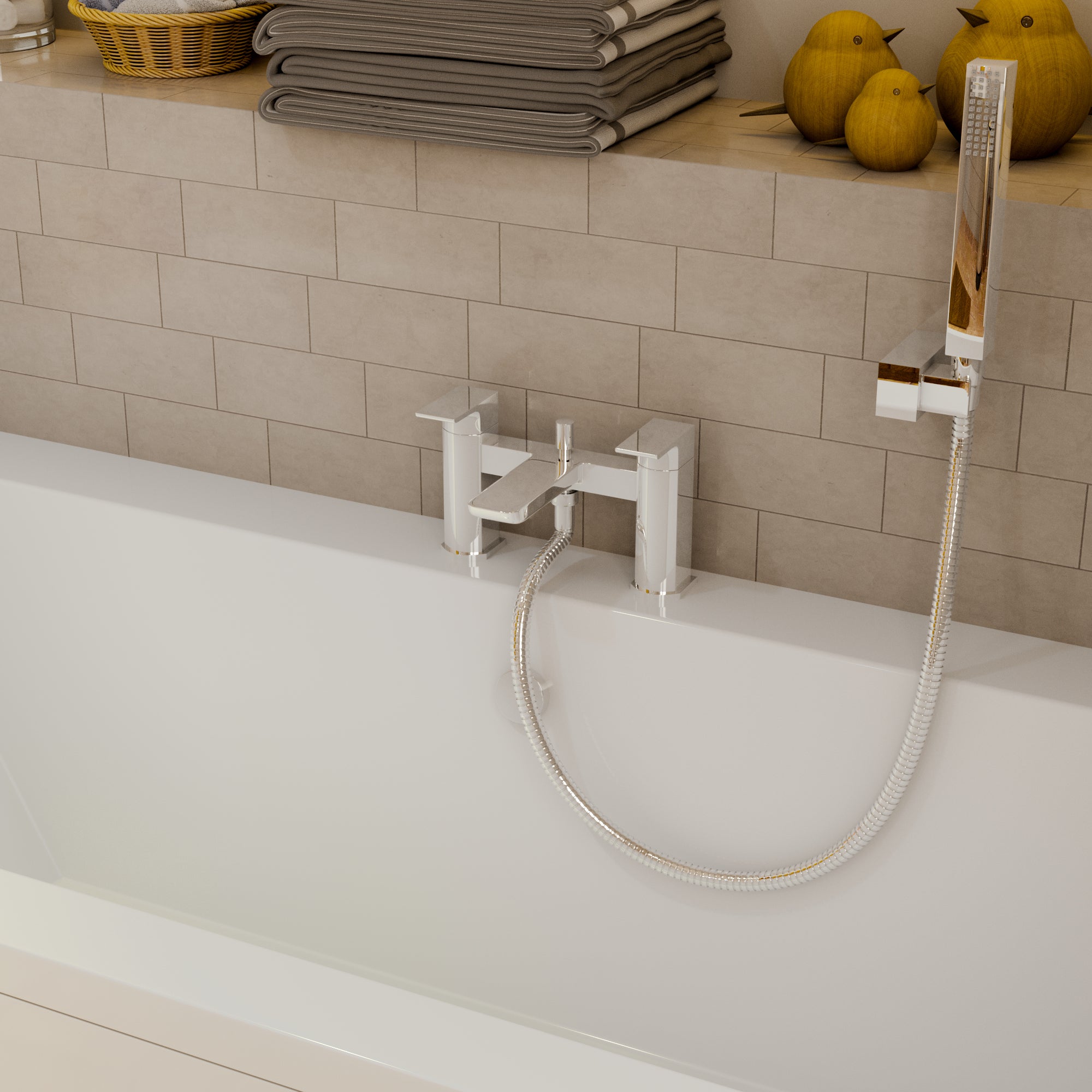 Lagoon Soft Square Bath Shower Mixer Tap