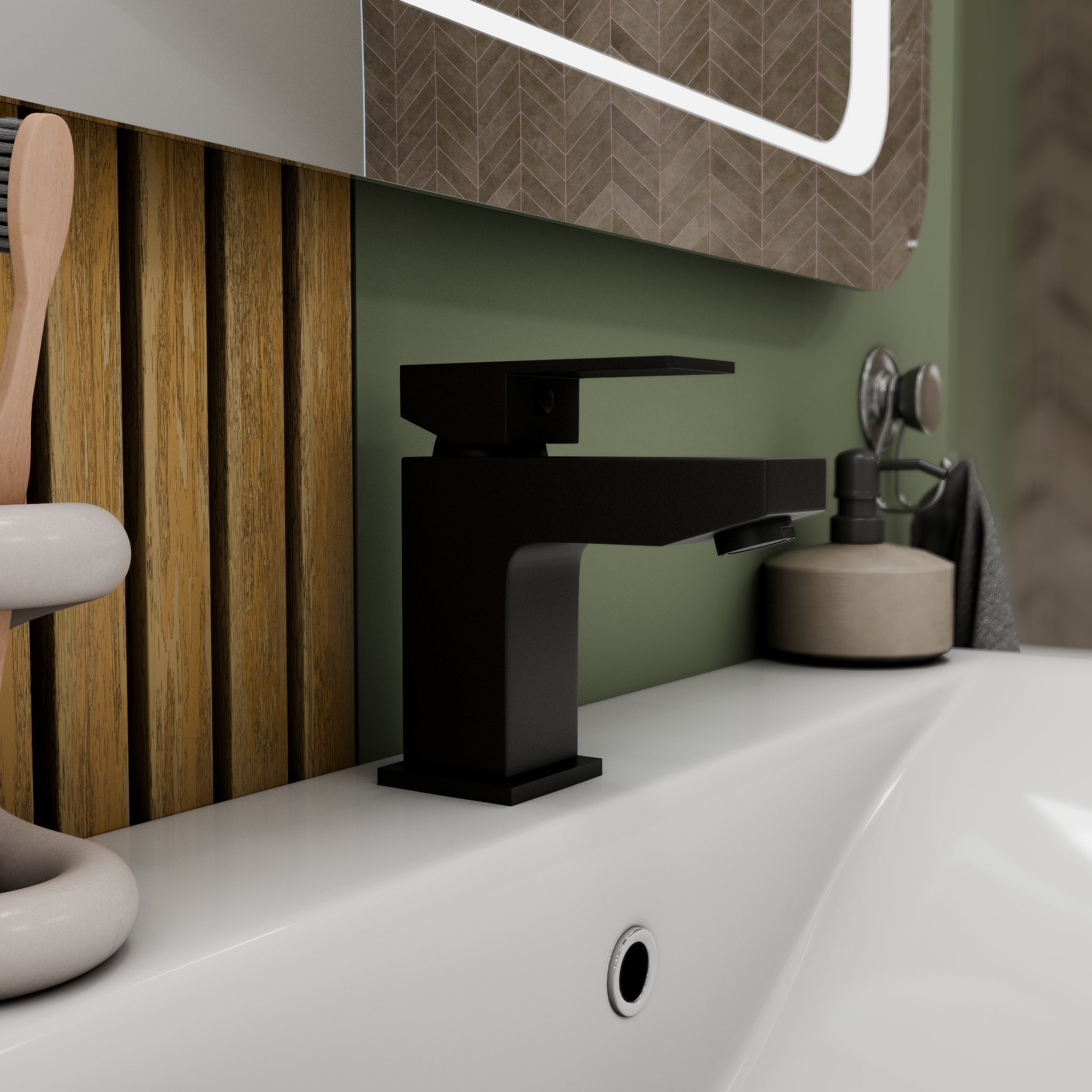 Mist Basin Mixer Tap with Push Button Waste