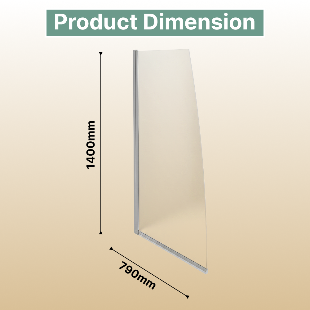 Bold 6mm Glass Sail Bath Screen - 1400mm x 800mm - Chrome