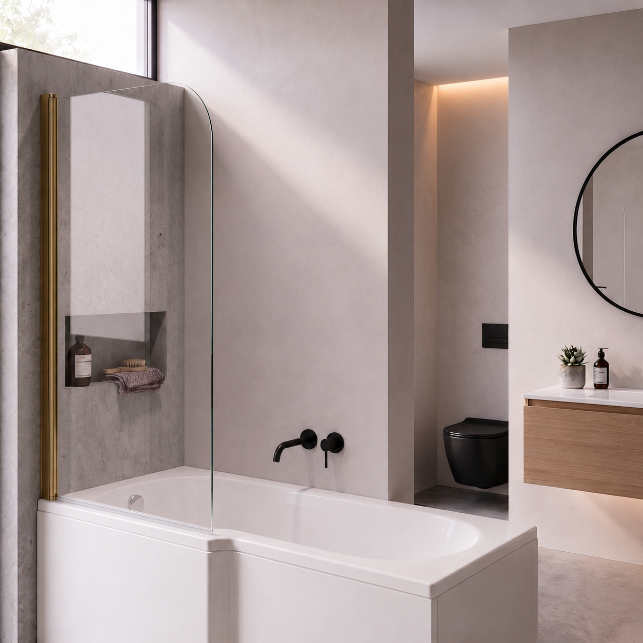 Luxur 6mm Glass Curved Pivot Bath Screen - 1400mm x 800mm
