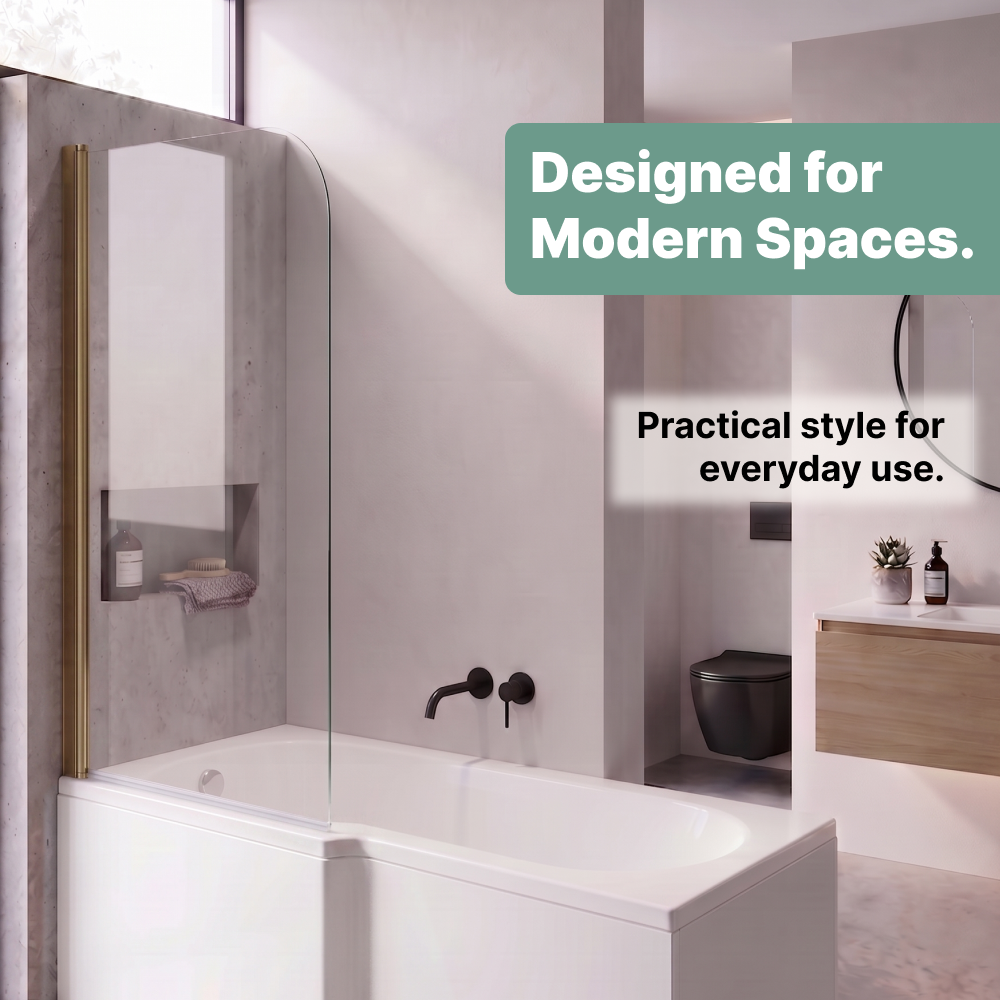 Curved Pivot Bath Screen - 1400 x 800mm - Chrome