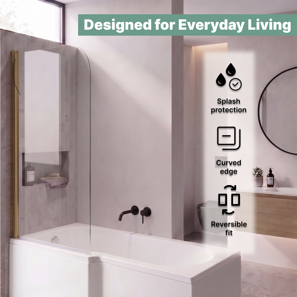 Curved Pivot Bath Screen - 1400 x 800mm - Chrome