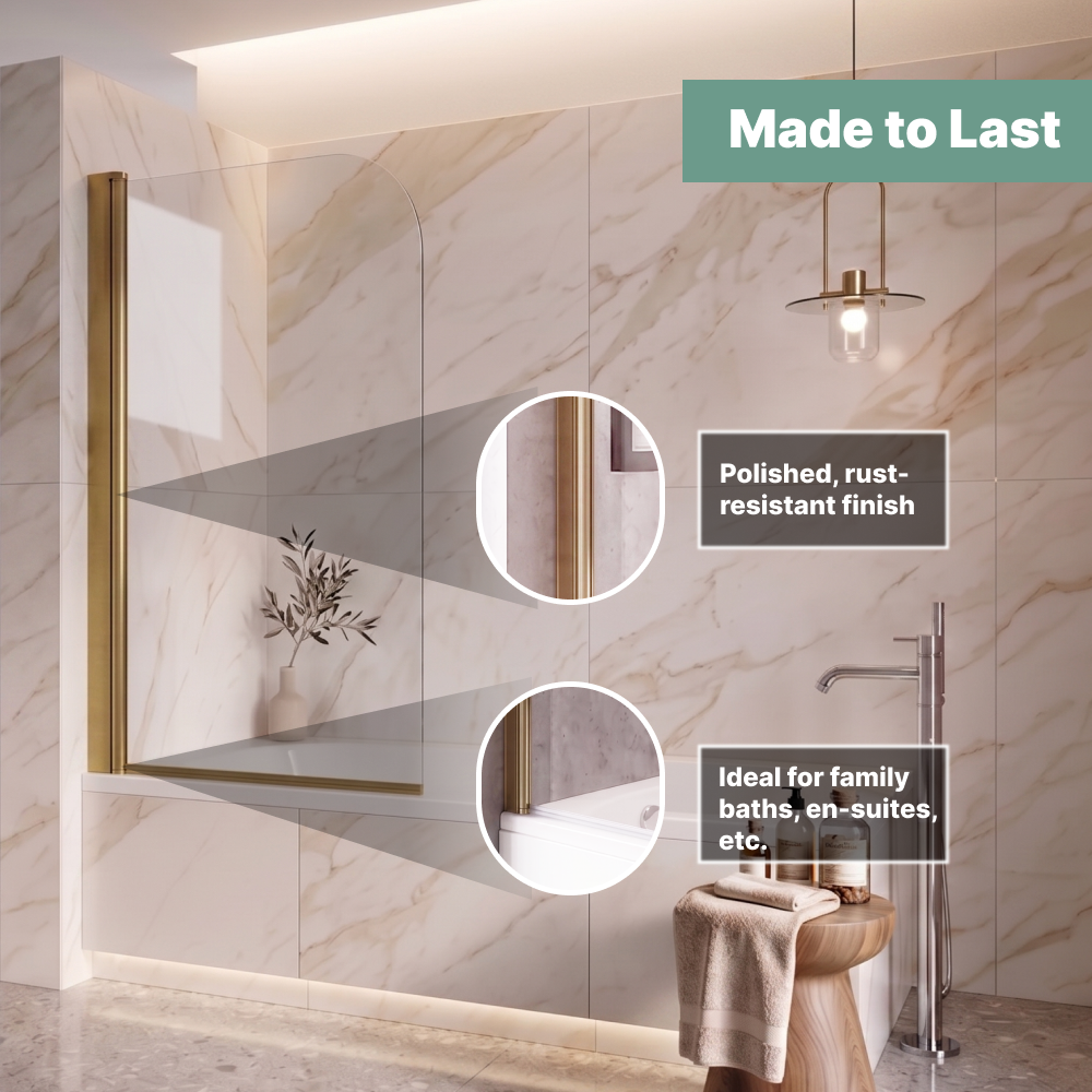 Curved Pivot Bath Screen - 1400 x 800mm - Chrome