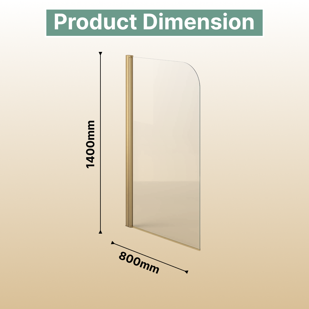 Curved Pivot Bath Screen - 1400 x 800mm - Chrome