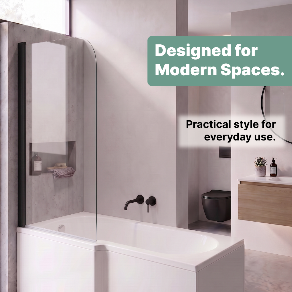 Curved Pivot Bath Screen - 1400 x 800mm - Chrome