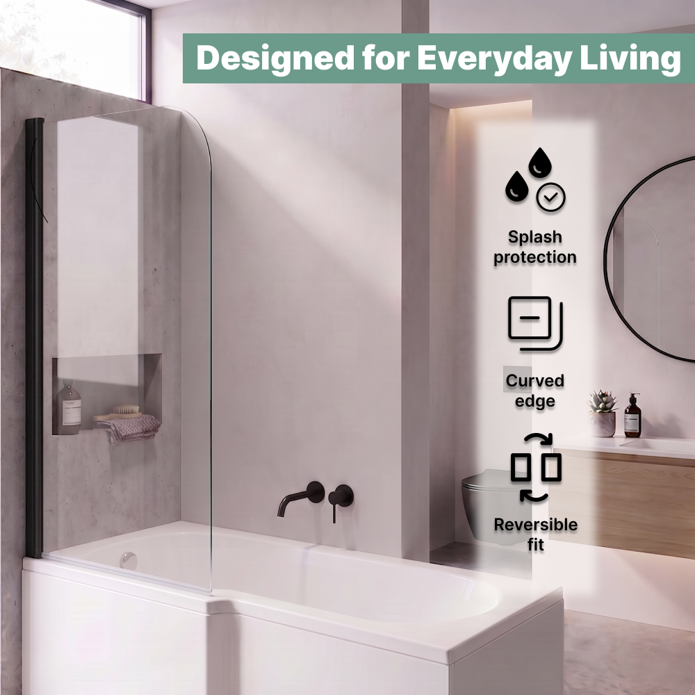 Curved Pivot Bath Screen - 1400 x 800mm - Chrome