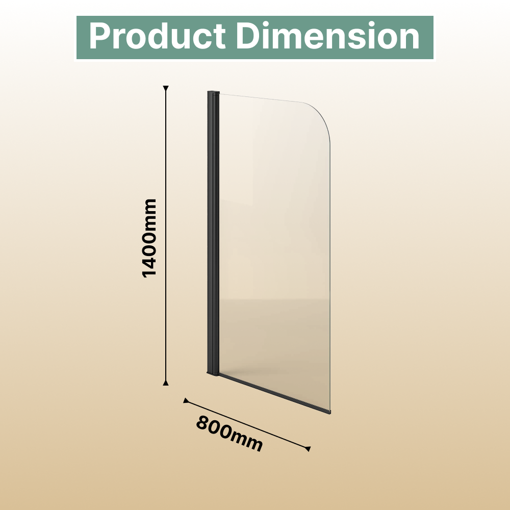 Curved Pivot Bath Screen - 1400 x 800mm - Chrome