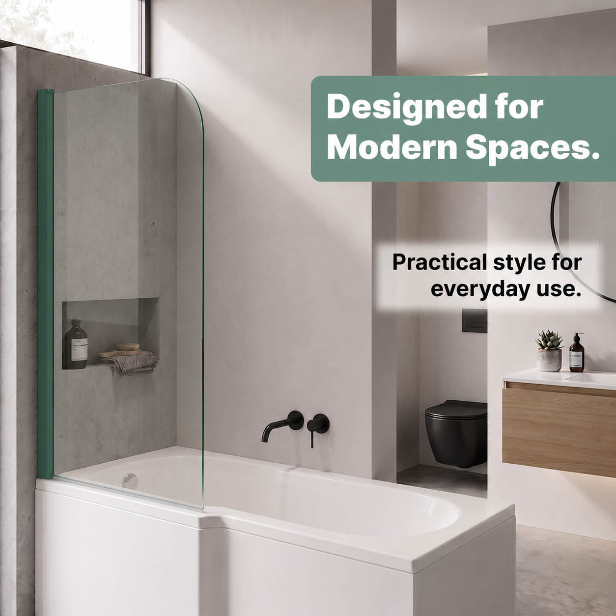 Curved Pivot Bath Screen - 1400 x 800mm - Chrome
