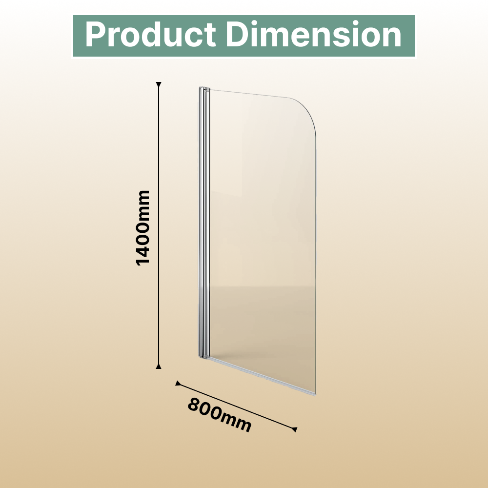 Curved Pivot Bath Screen - 1400 x 800mm - Chrome