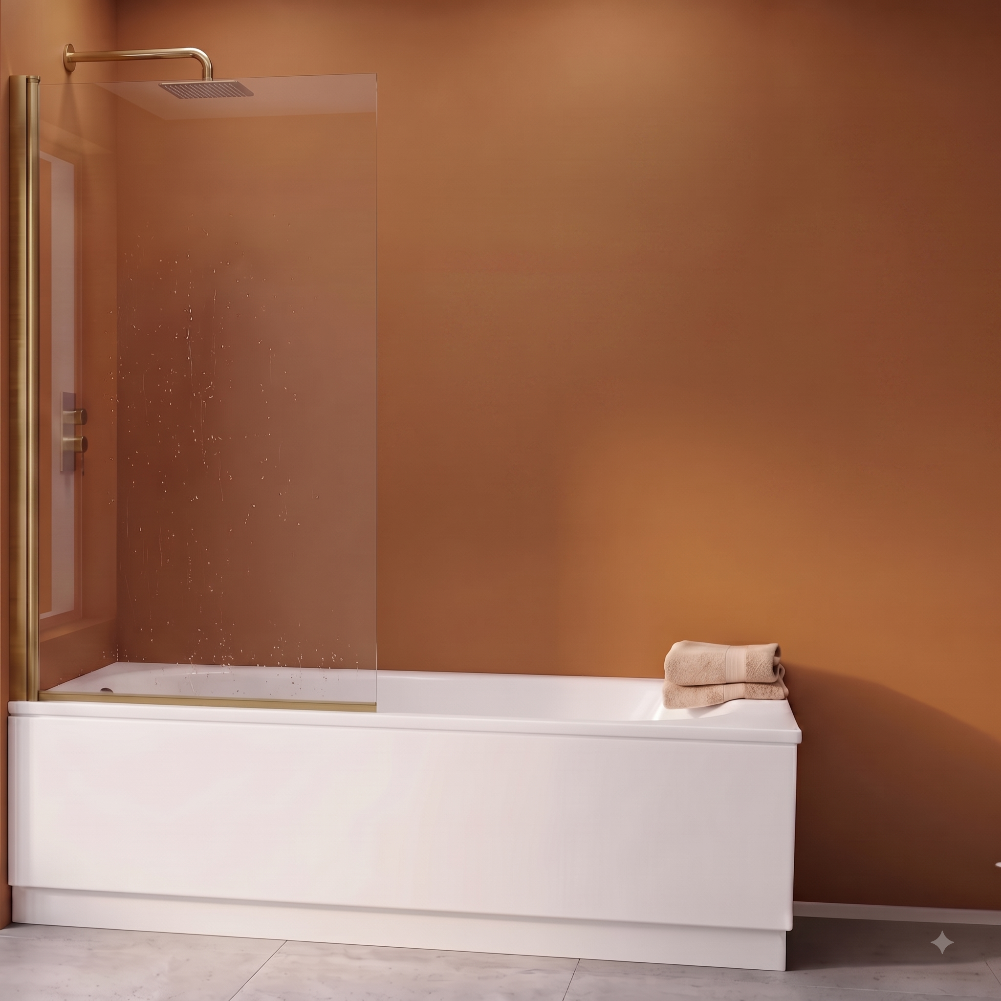 Velora 6mm Glass Square Edge Pivot Bath Screen - 1400mm x 800mm
