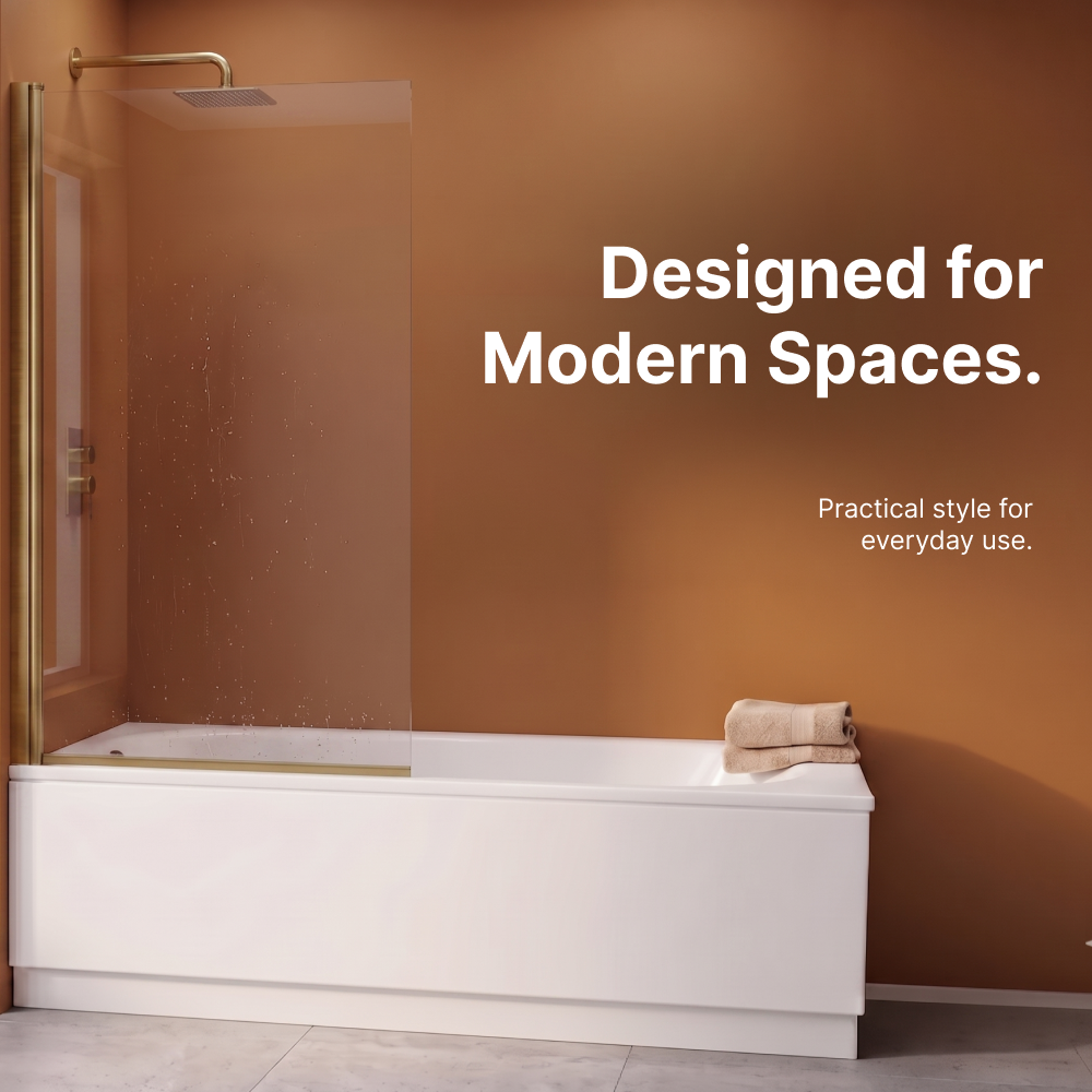 Square Edge Straight Top Pivot Bath Screen - 1400mm x 800mm