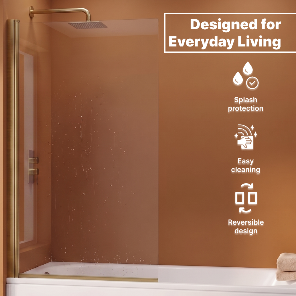 Square Edge Straight Top Pivot Bath Screen - 1400mm x 800mm