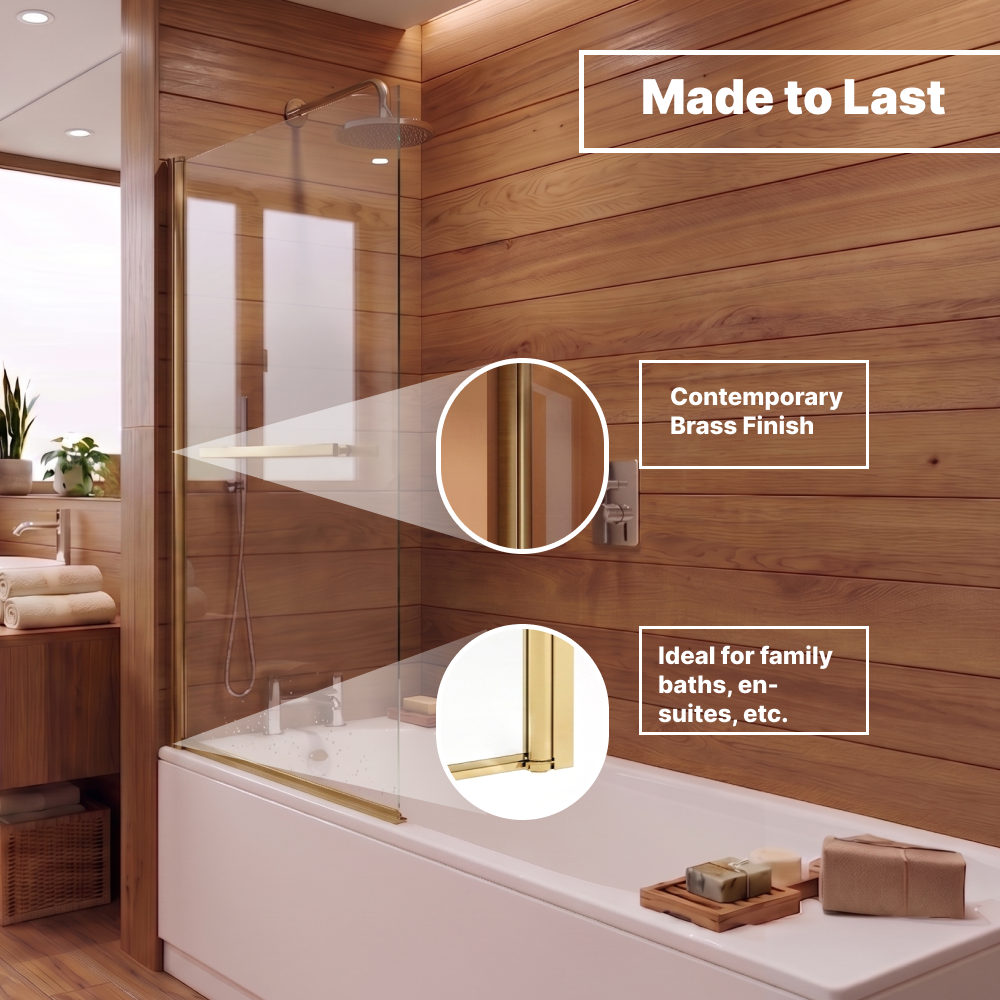 Square Edge Straight Top Pivot Bath Screen - 1400mm x 800mm