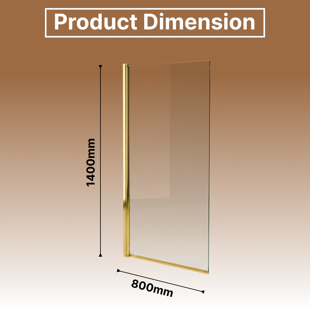 Square Edge Straight Top Pivot Bath Screen - 1400mm x 800mm