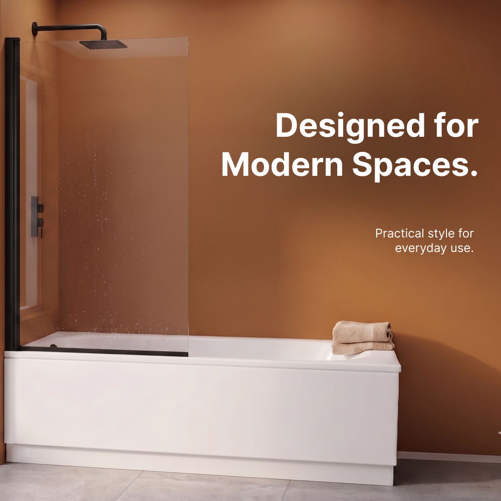 Square Edge Straight Top Pivot Bath Screen - 1400mm x 800mm