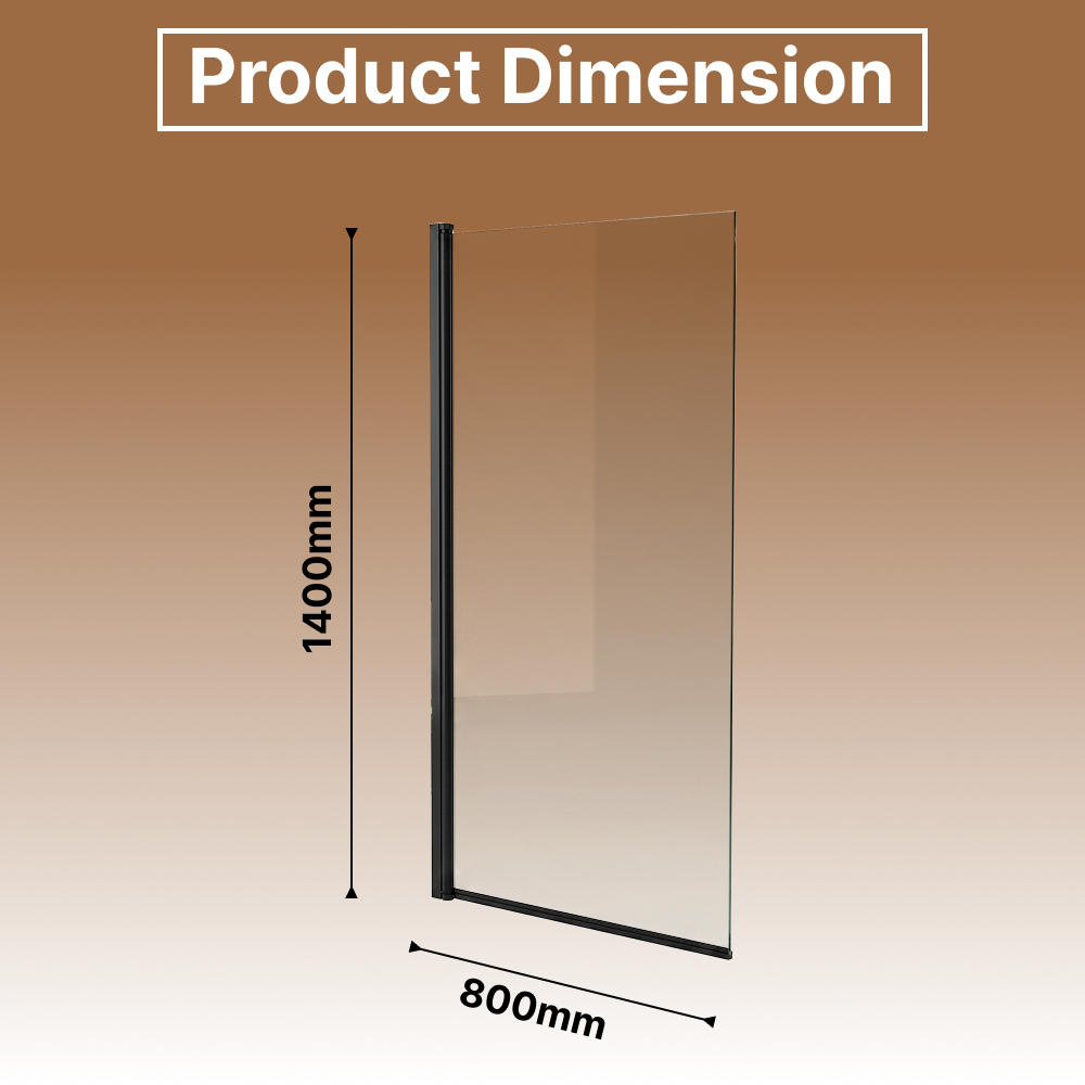 Square Edge Straight Top Pivot Bath Screen - 1400mm x 800mm