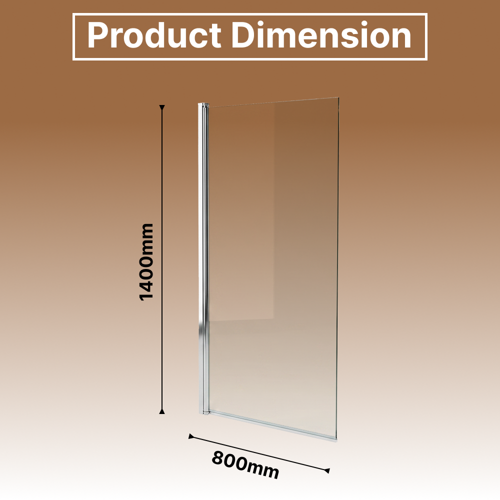 Square Edge Straight Top Pivot Bath Screen - 1400mm x 800mm
