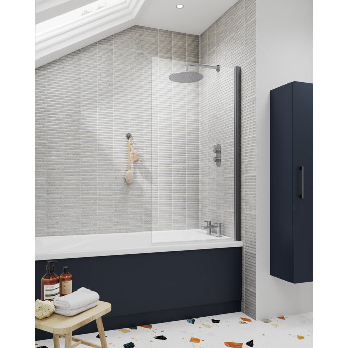 Velora 6mm Glass Square Edge Pivot Bath Screen - 1400mm x 800mm