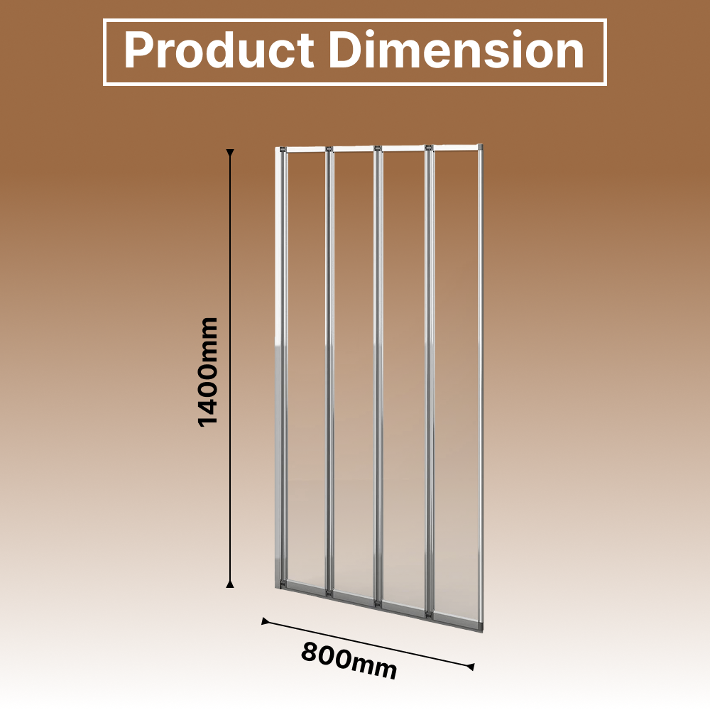 Sail Concertina 4mm Glass 4-Fold Bath Screen - 1400mm x 800mm - Chrome