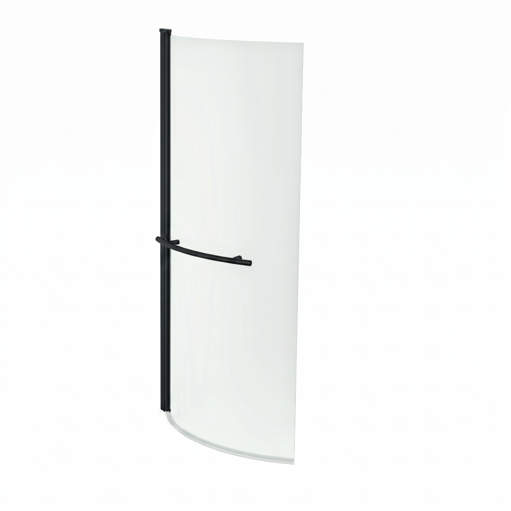VeeBath 1435mm x 720mm 6mm Glass Curved Shower Bath Screen with Towel Rail - Chrome