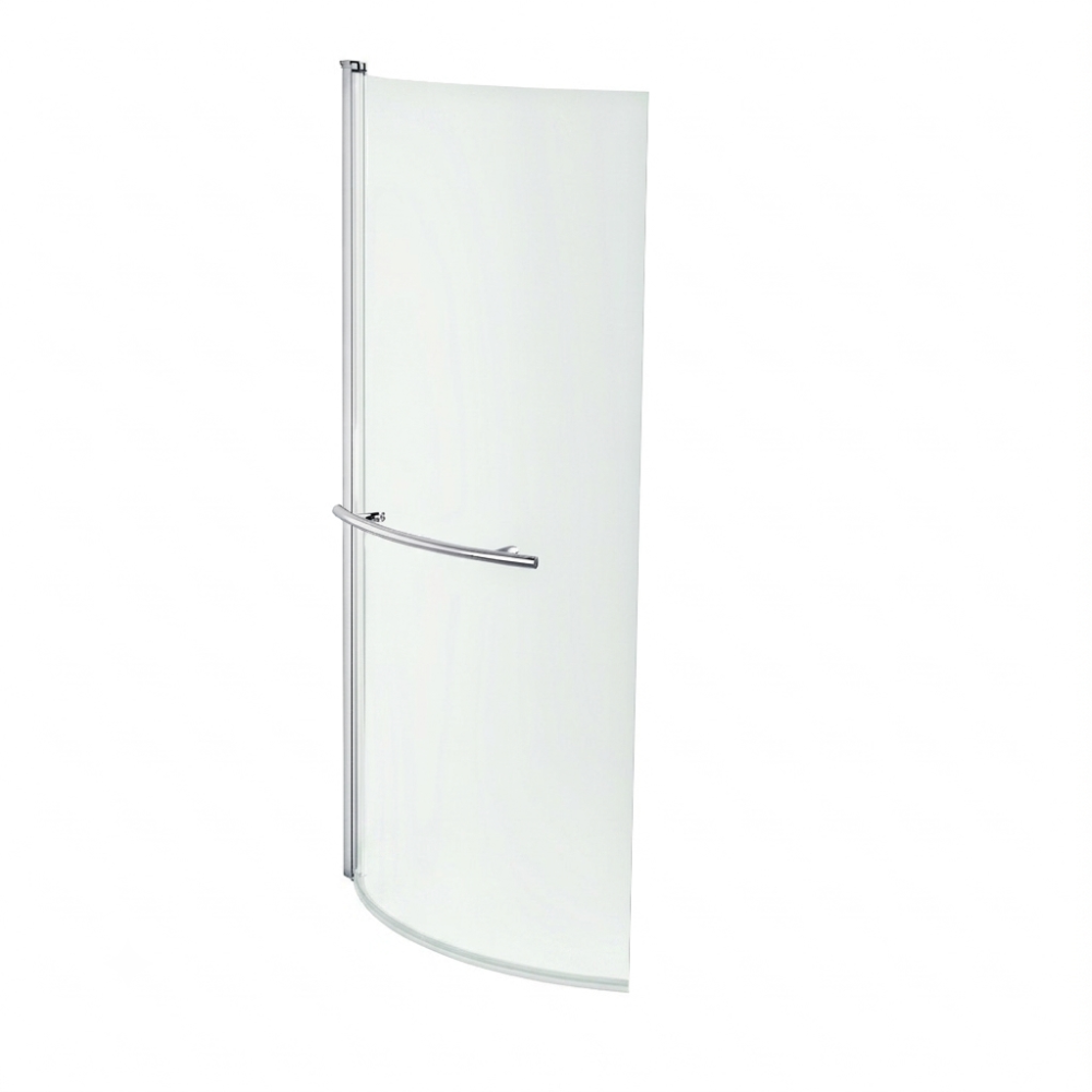 Curved Bath Screen with Towel Rail - 1400 x 730mm - Chrome