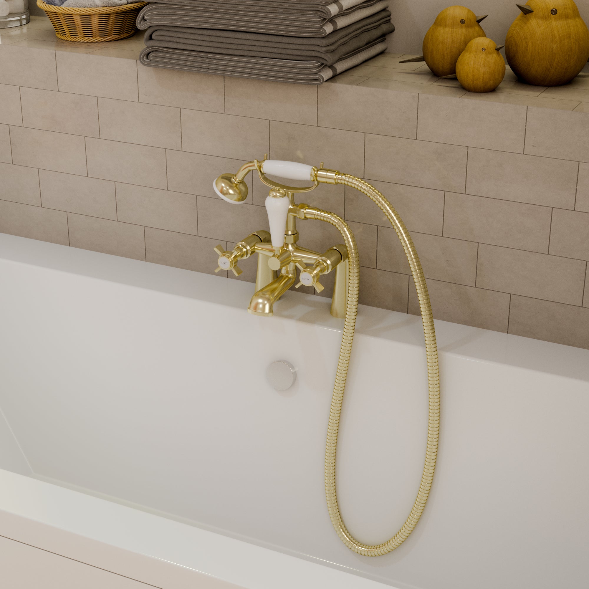 Ripple Traditional Bath Shower Mixer Tap
