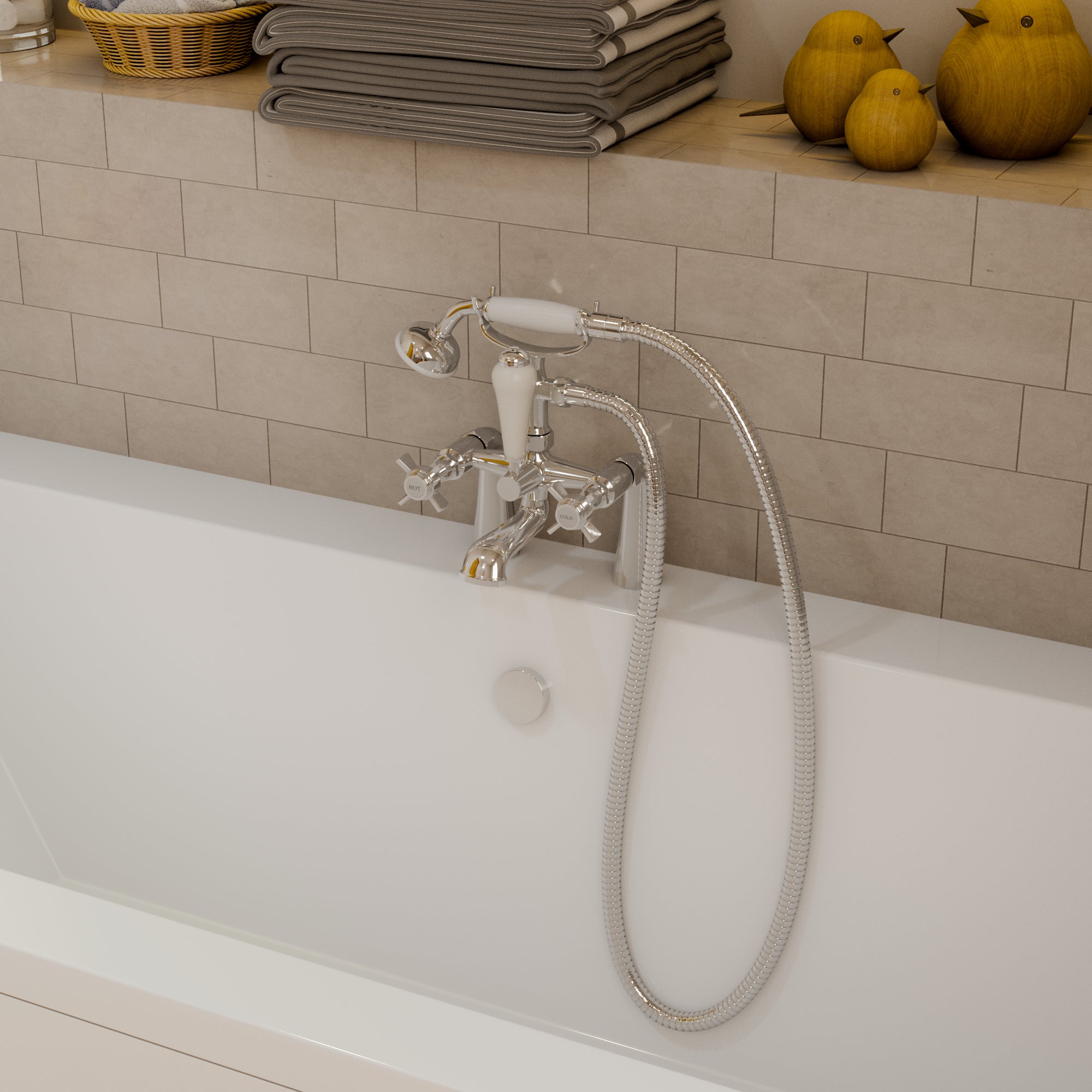 Ripple Traditional Bath Shower Mixer Tap