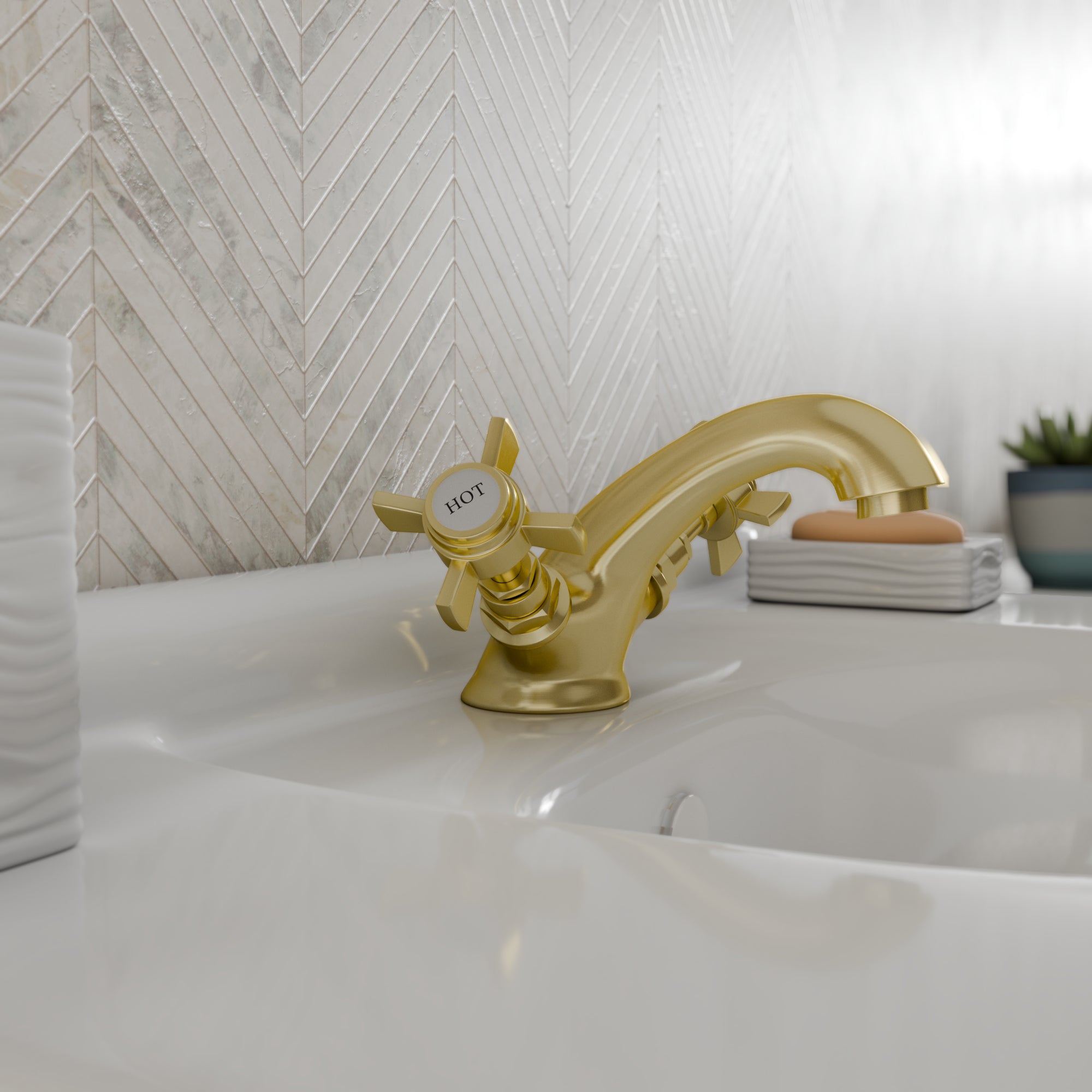 Ripple Basin Mixer Tap with Push Button Waste