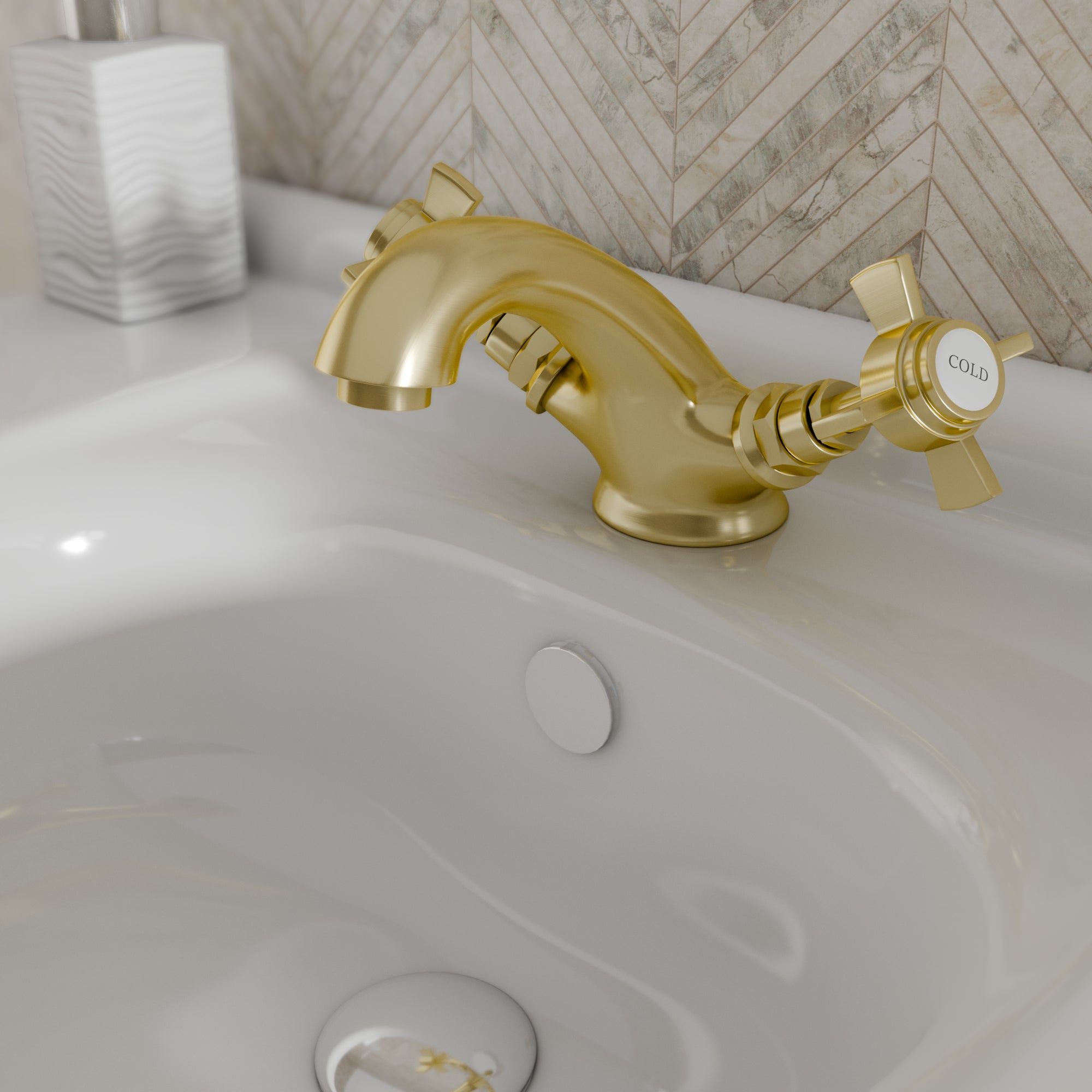 Ripple Basin Mixer Tap with Push Button Waste