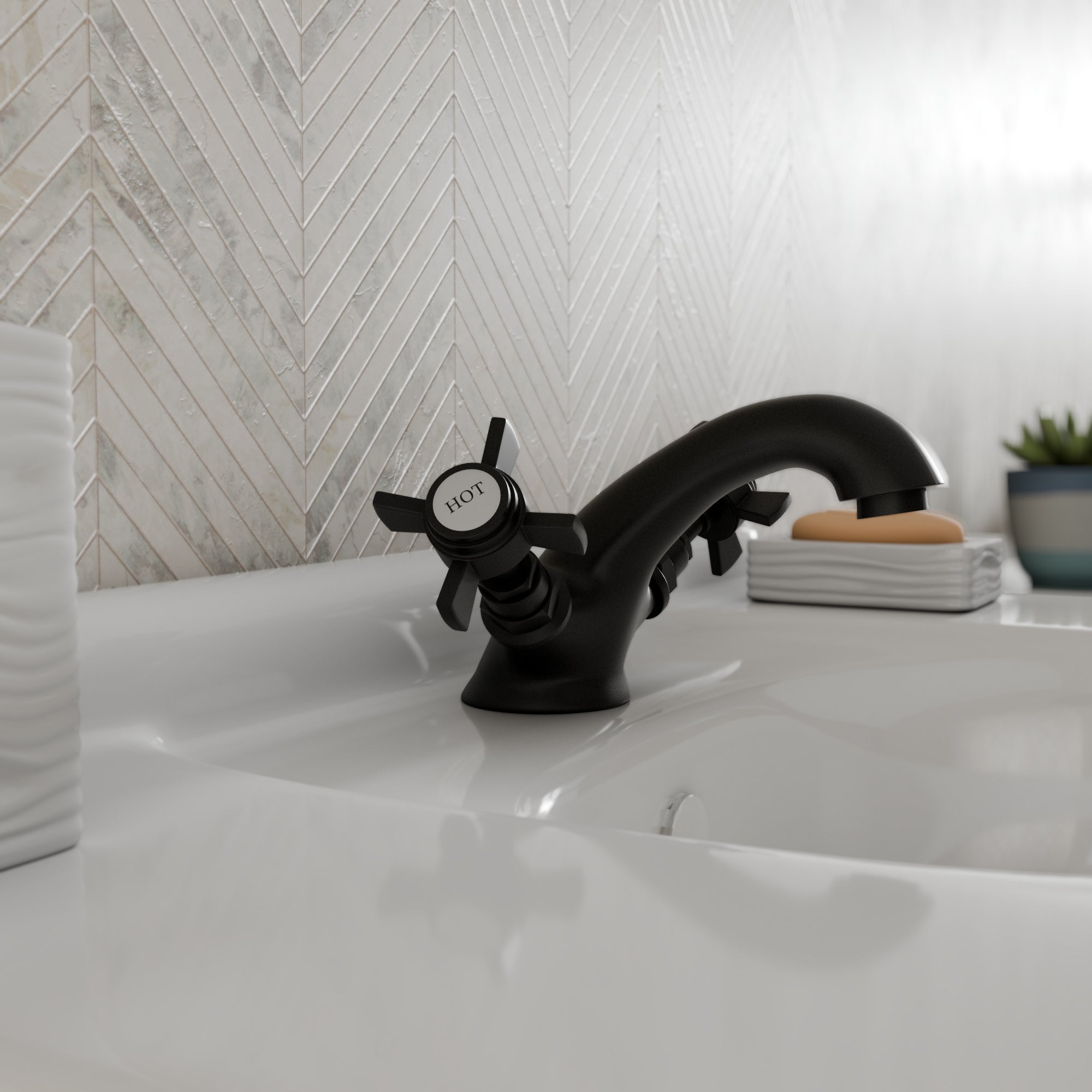 Ripple Basin Mixer Tap with Push Button Waste