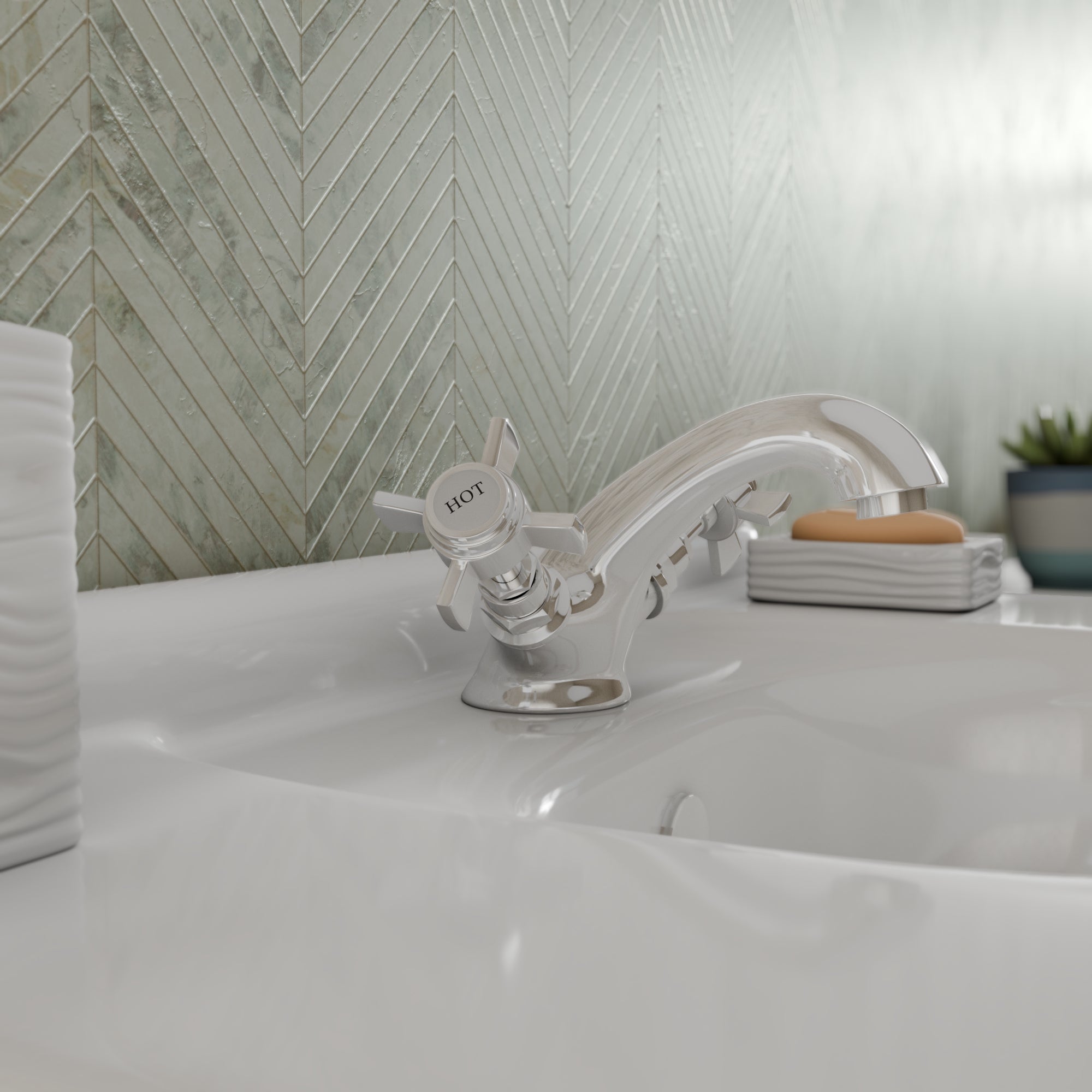 Ripple Basin Mixer Tap with Push Button Waste