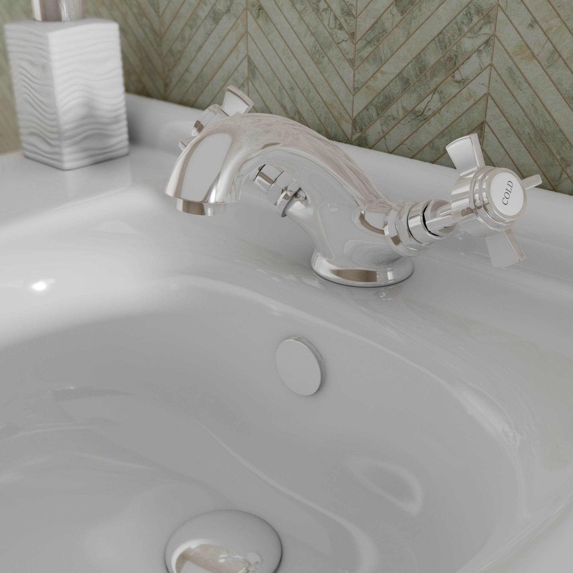 Ripple Basin Mixer Tap with Push Button Waste
