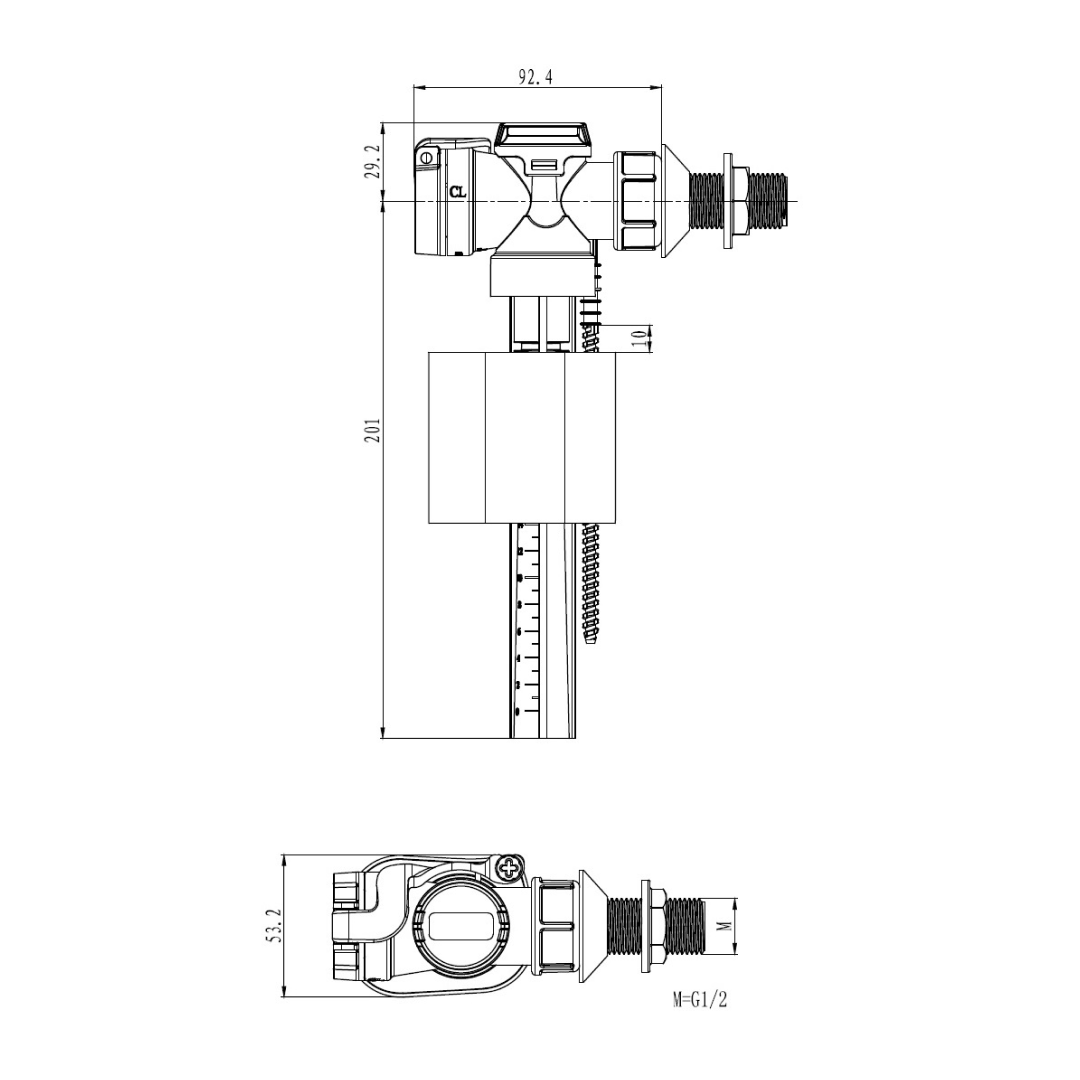 Rio Round Side Entry Inlet Valve - White