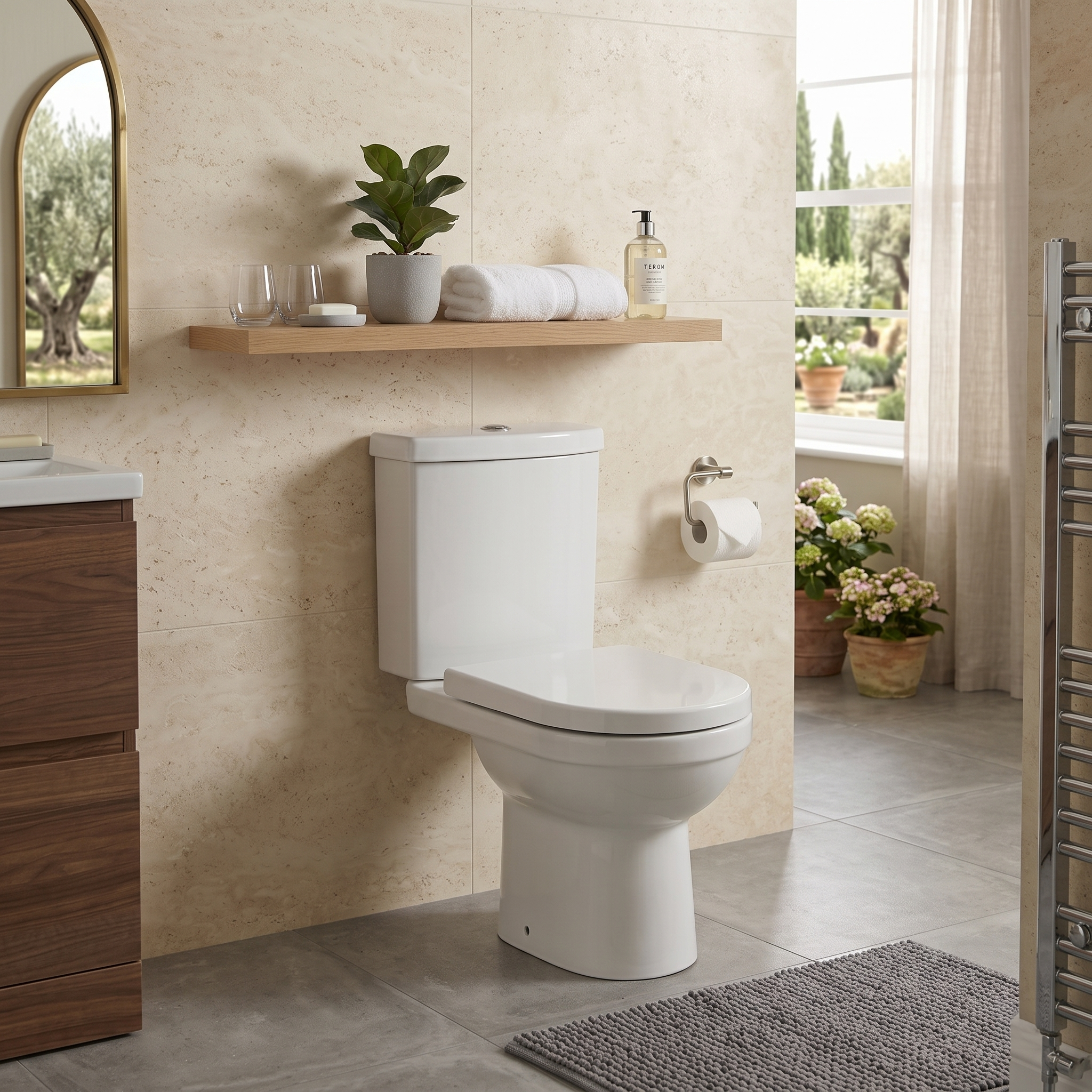 Sleek Close Coupled Toilet with Soft Close Seat & Cistern - White