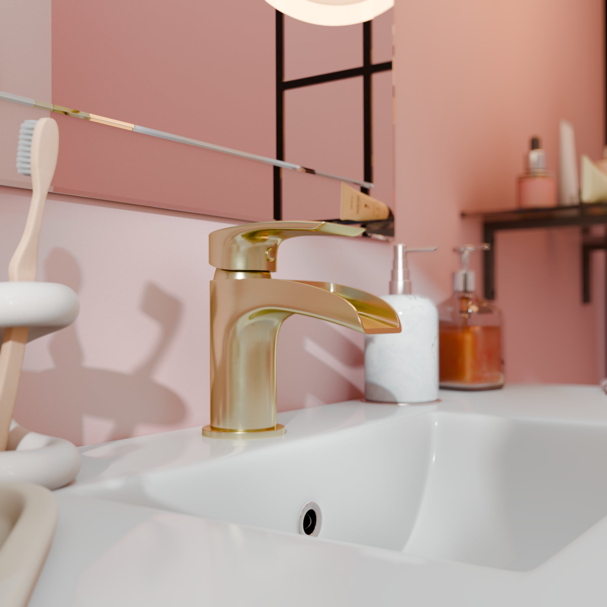 Stream Round Waterfall Basin Mixer Tap with Push Button Waste