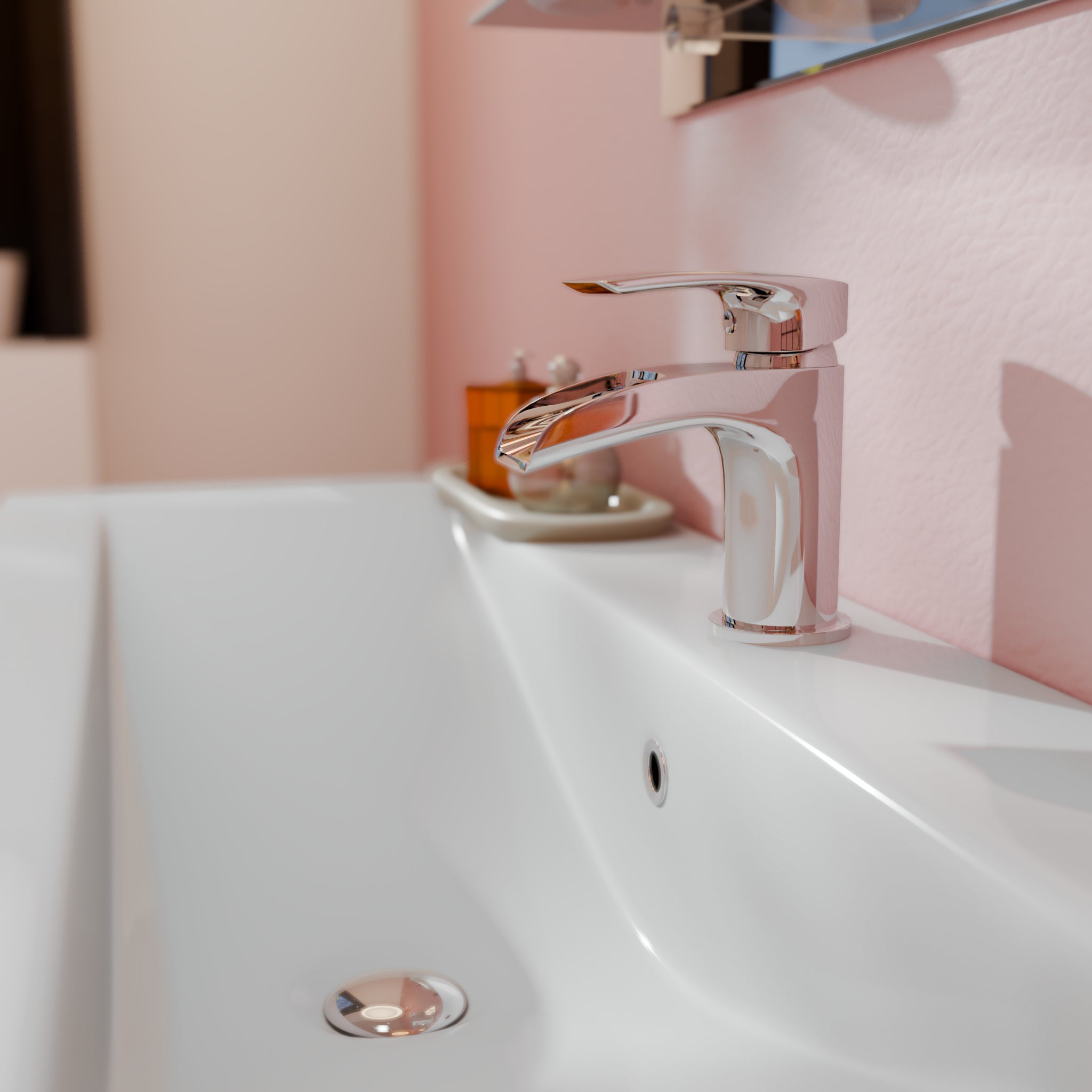 Stream Round Waterfall Basin Mixer Tap with Push Button Waste
