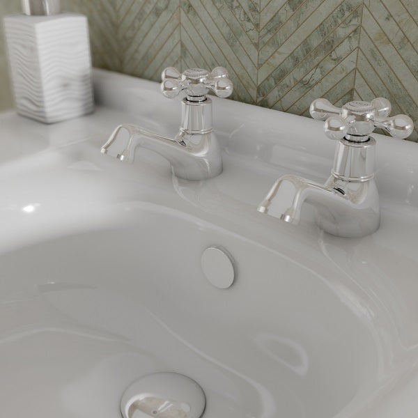 Edwardian Basin Pillar Taps - Chrome