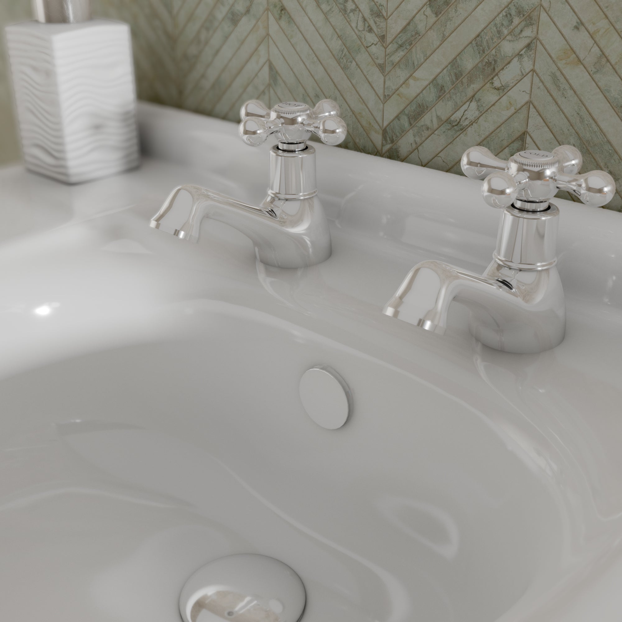 Edwardian Basin Pillar Taps - Chrome