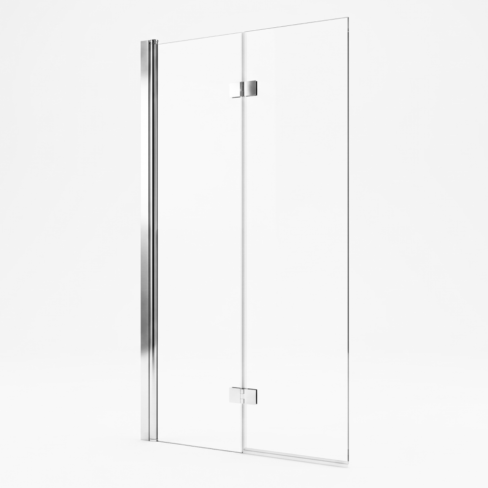 Bi Fold Bath Screen - 1400 x 750mm - 6mm Toughened Safety Glass - Chrome