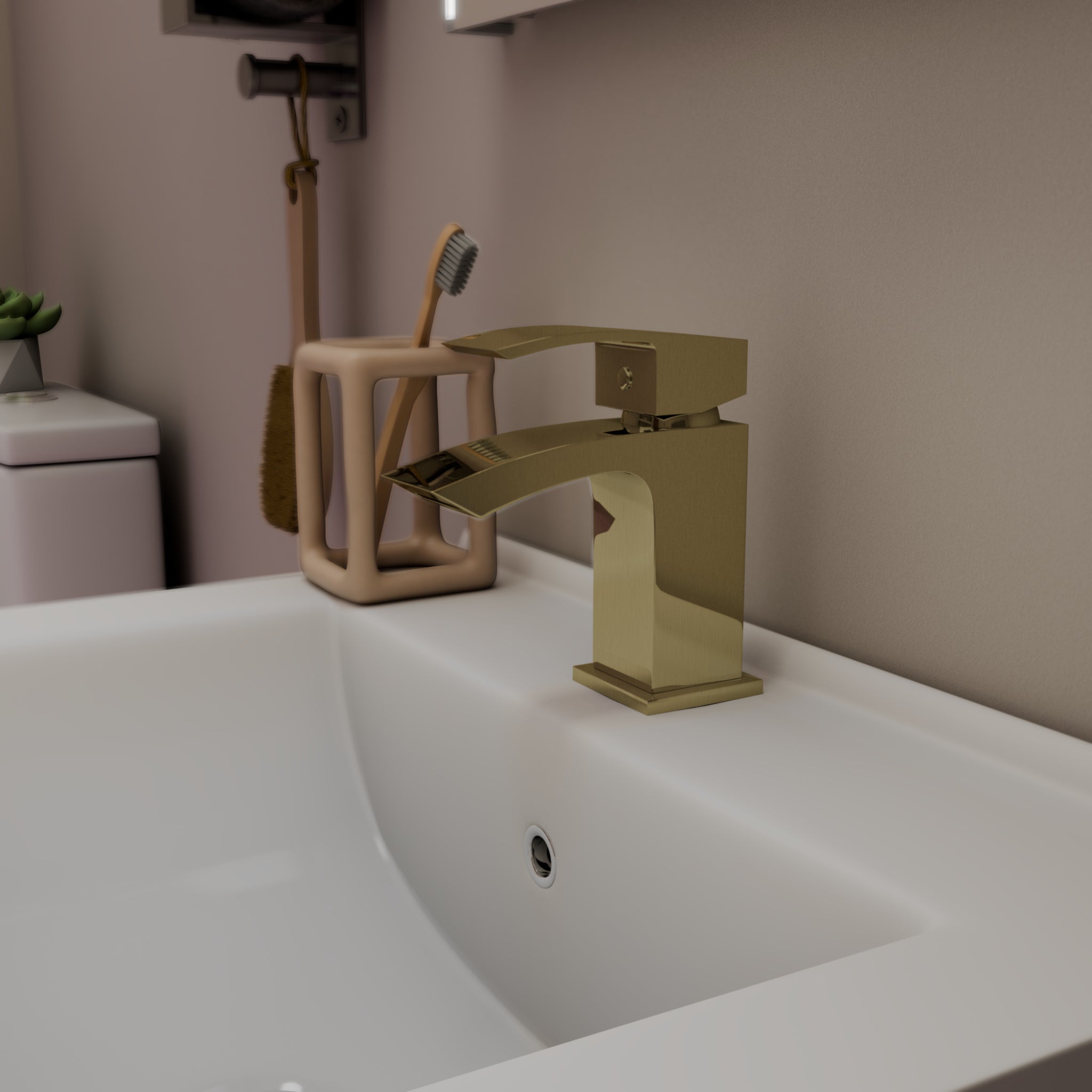 Tidal Basin Mixer Tap with Push Button Waste