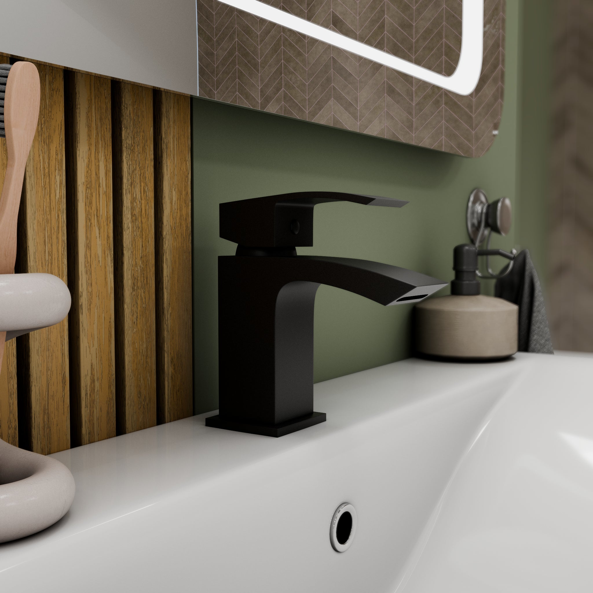 Tidal Basin Mixer Tap with Push Button Waste