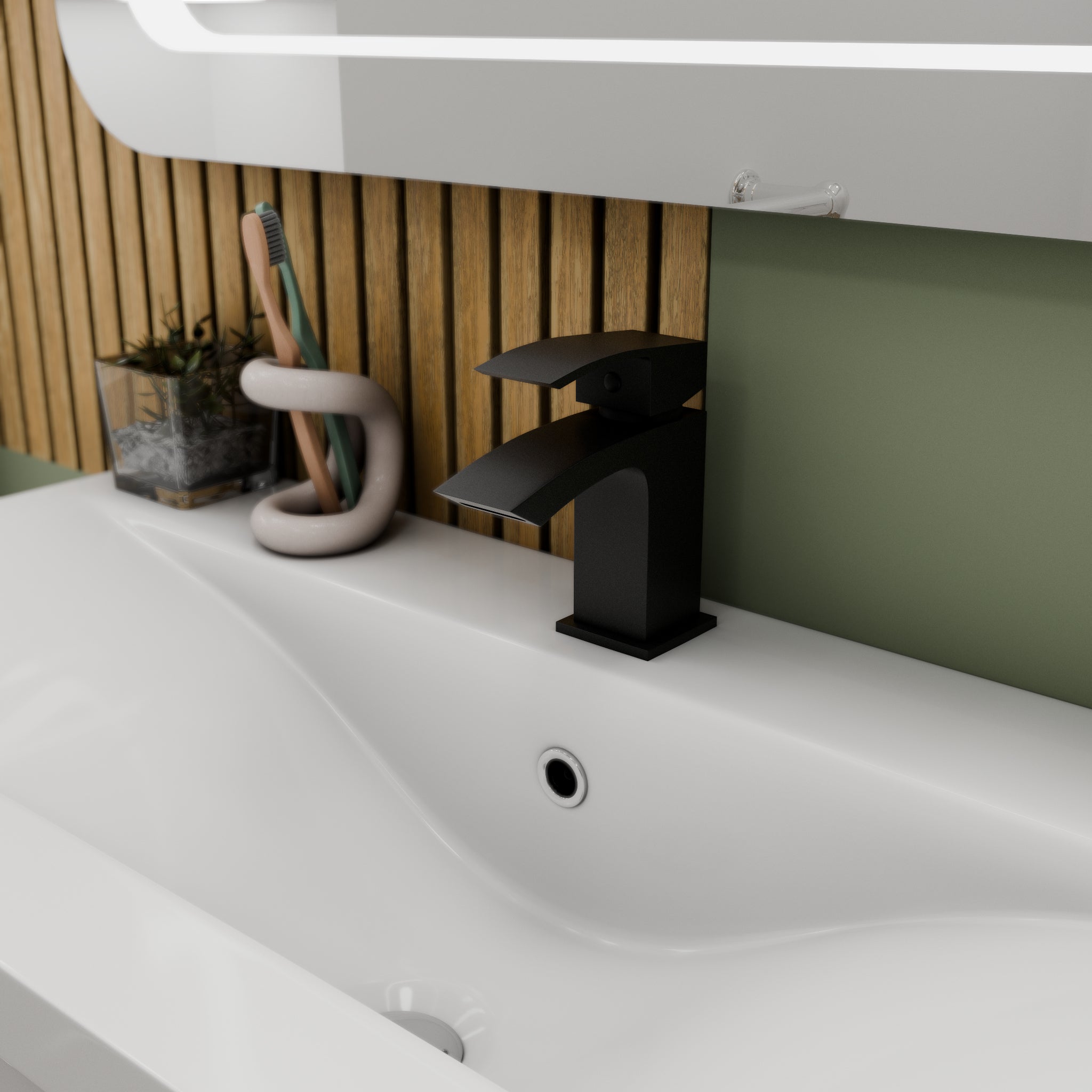Tidal Basin Mixer Tap with Push Button Waste