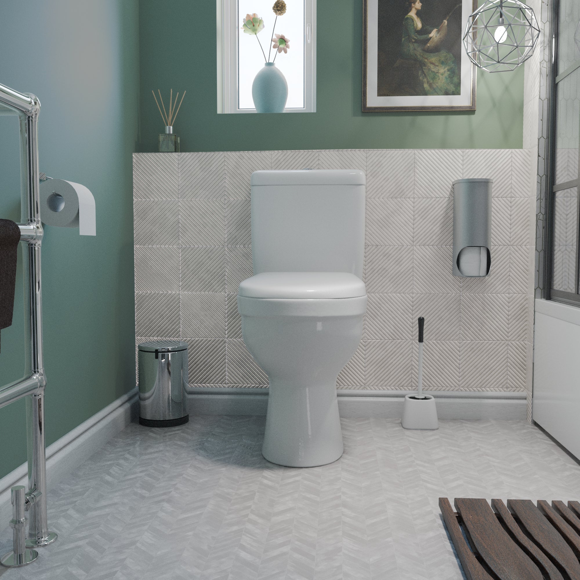 Home4Less Verona Rimless Comfort Height Close Coupled Toilet Set - White