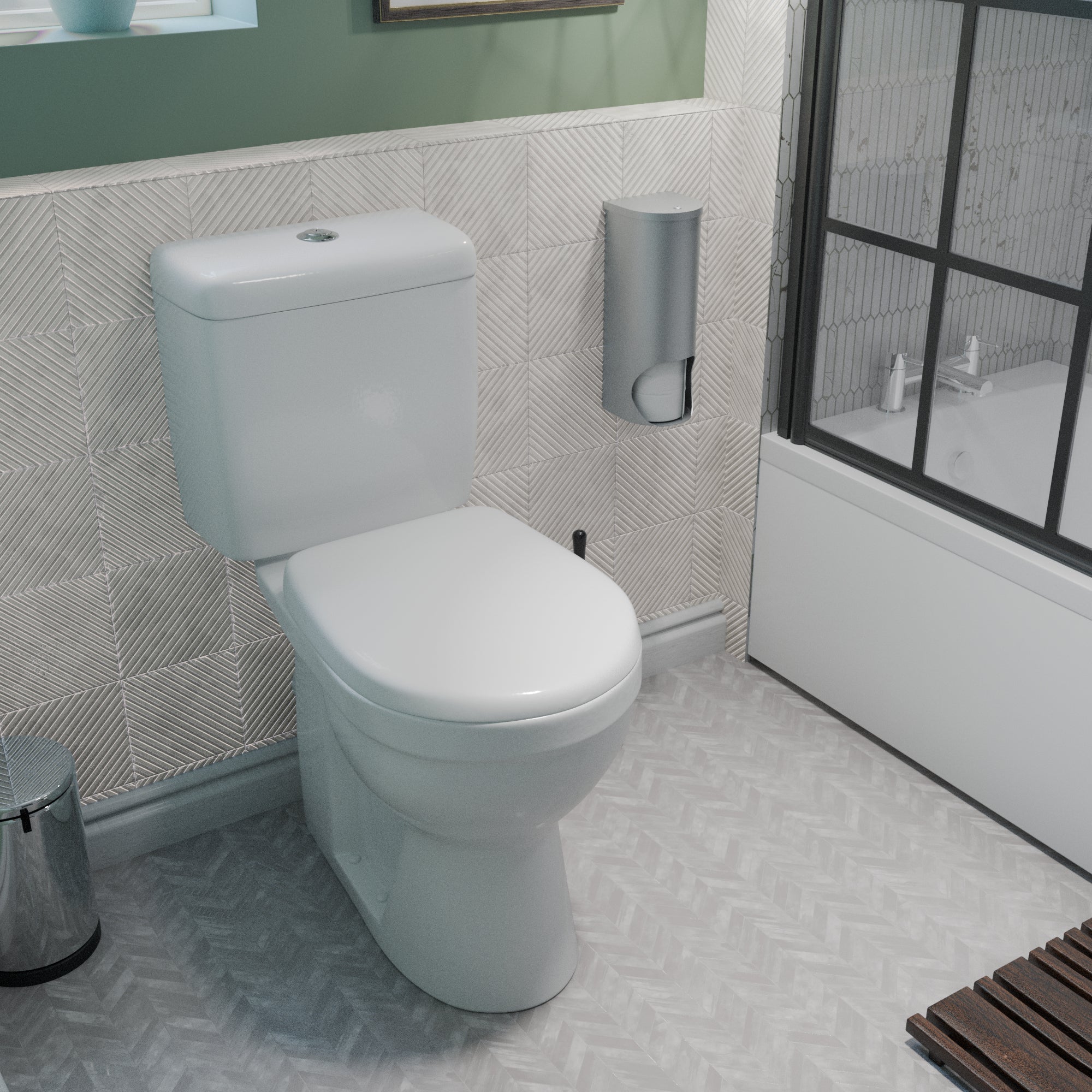 Home4Less Verona Rimless Comfort Height Close Coupled Toilet Set - White