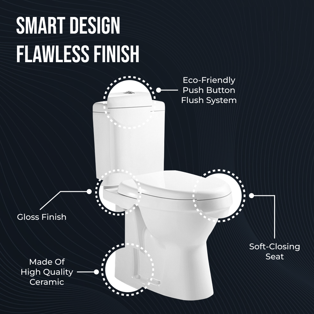 Home4Less Verona Rimless Comfort Height Close Coupled Toilet Set - White