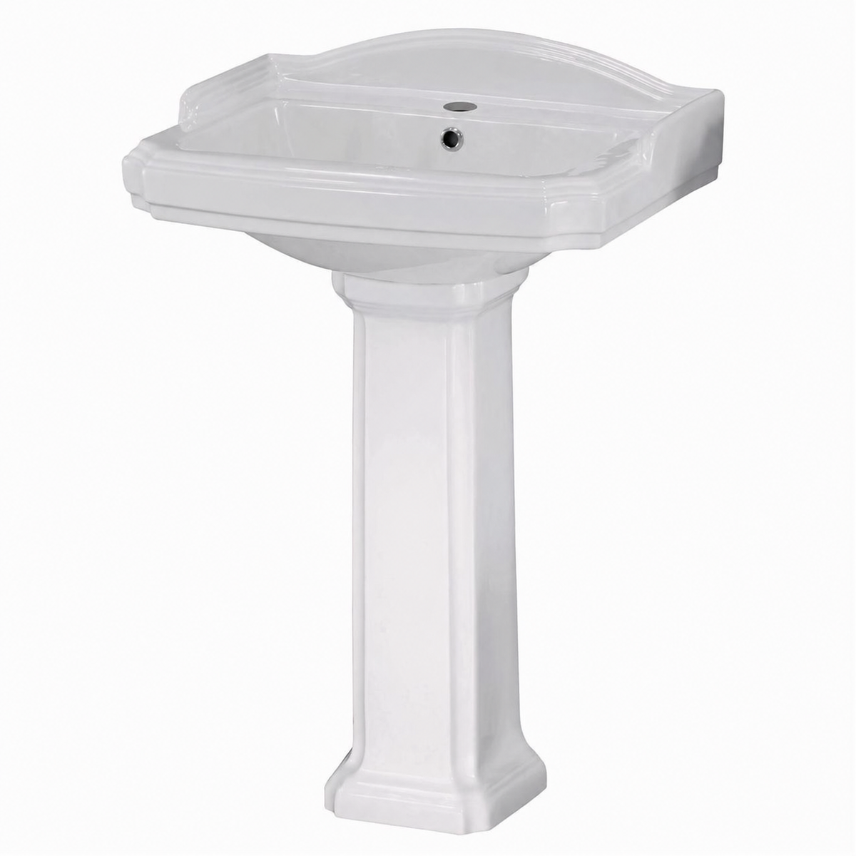Elizabeth Traditional Basin with Full Pedestal - 580mm Wide - 1 TH - White