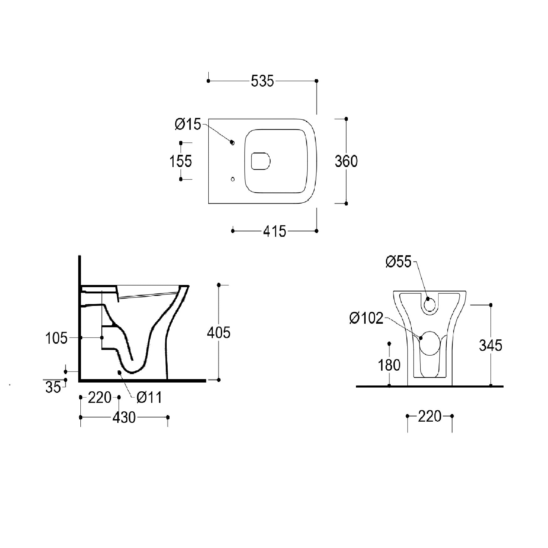 Venice Rimless Back to wall Toilet With Soft Close Seat Options & fixing Kit - White