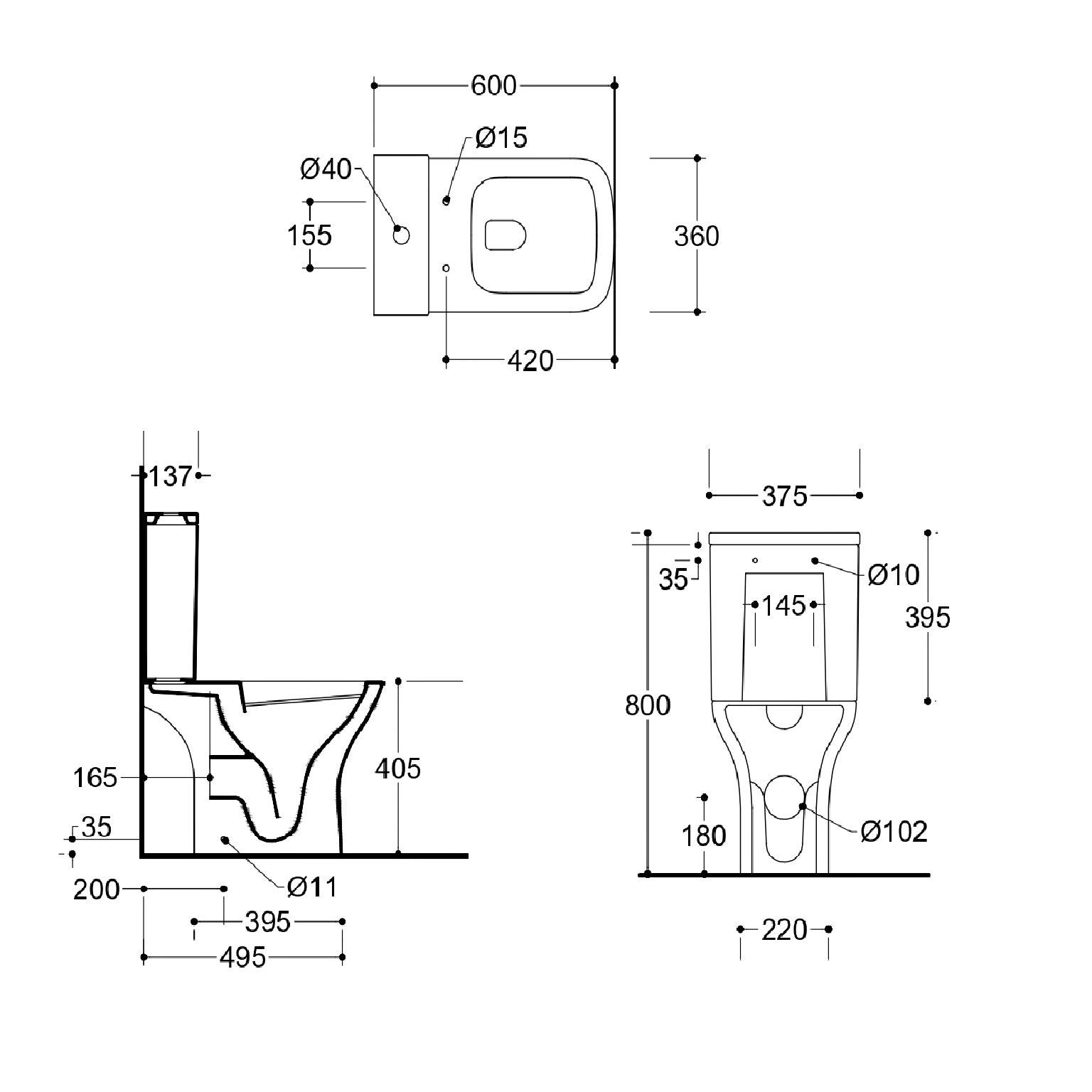Venice Close Coupled Toilet with Cistern & Soft Close Seat Options - White