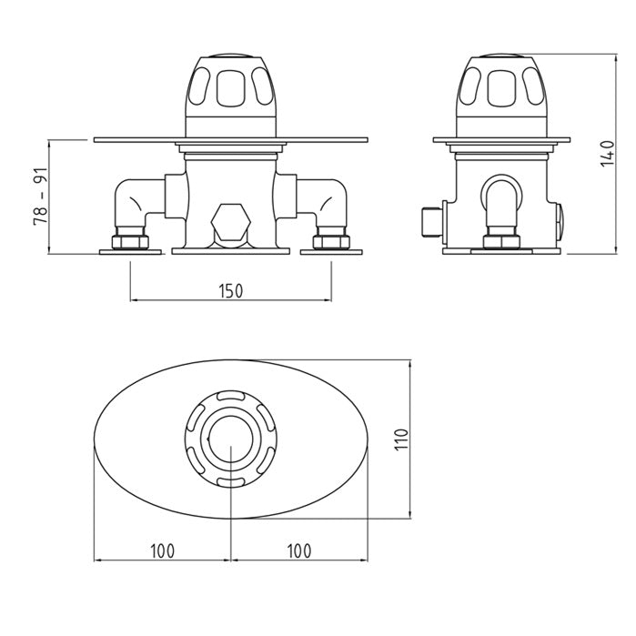 Foundry Thermostatic 1 Outlet Concealed Shower Valve - Chrome